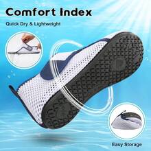 Scurtain Barefoot Water Shoes For Women Men Beach Swim Aqua Socks Summer Quick-Dry Sandals Slippers - 網狀白色藍色內襯 - 查看 6