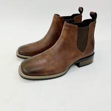 Men's High-Top British Chelsea Boots, Non-Slip Thick-Soled Gentleman's Western Ankle Boots - 咖啡棕 - 查看 9