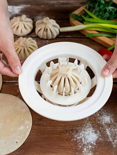 Descascador de maçã giratório manual de 1 peça, descascador de frutas de plástico multifuncional, mini molde circular de baozi, molde de plástico para baozi, material da máquina de baozi, molde antiaderente de baozi fácil de desmontar, molde de baozi caseiro faça você mesmo, baozi, prensa para bolinhos, pode fazer baozi ou bolinhos rapidamente, economizando seu precioso tempo