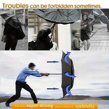 10-Rib Double Layer Large Folding Umbrella, UV Protection, Waterproof, Windproof, Compact Umbrella Suitable For Men And Women - 3-front-facing - View 9