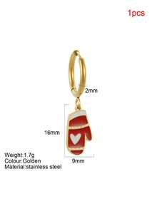1pc Y2K Stainless Steel Enamel Cartoon Christmas Santa Claus & Reindeer Stocking Earrings, Suitable For Christmas Wear And Everyday Autumn/Winter Wear