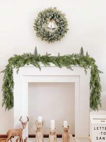 1pc, 180cm Artificial Christmas Green Pine Vines, Fake Cedar Leaves Twigs Vines Faux Hanging Pine Cypress Christmas Decor Rattan Holiday New Year Winter Wedding Party Living Room Fireplace, Christmas Decorations