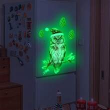 Christmas Wall Stickers Cute Owl Wall Stickers Glow In The Dark Holiday Decorations For Home