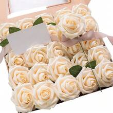 25pcs/Pack Foam Rose Flowers With Stems, PE Material Artificial Roses, Wedding & Valentine's Day Decor (Excluding Leaves & Box) - Multicolor - View 3
