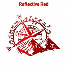 Pegatina de coche de brújula de montaña genial, calcomanías de vinilo para coche, pegatinas de brújula para ventana de auto, decoración de pegatinas de coche - Rojo reflectante - Ver 9