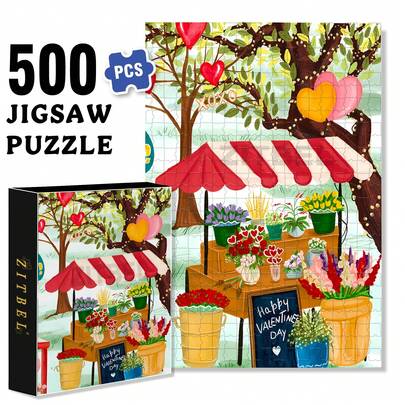 ZITBEL Happy Valentine's Day 500pcs/1000pcs Jigsaw Puzzle, Scratch-Resistant, Interactive Family Game & Brain-Boosting DIY Decor, Perfect For Halloween, Christmas & New Year Gifts, Family Puzzle Game