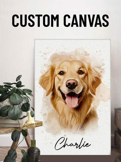 1 pieza Retrato personalizado de mascotas con fondo de acuarela enmarcado, momentos creativos personalizados para gatos o perros, póster enmarcado para interiores, oficina u hogar, decoración del hogar para amantes de los animales, regalos creativos para amantes de las mascotas