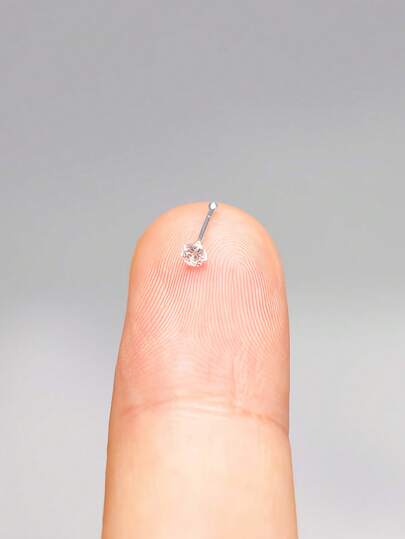 1pc 24G 925 Sterling Silver Nose Rings Studs Cubic Zirconia Nostrial Piercing Body Jewelry 2.5mm CZ Piercing Nose For Women