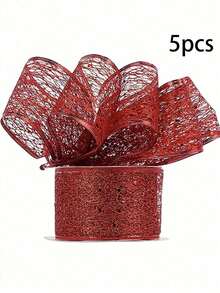 1pc 2m/Pack Christmas Decorative Wire Edge Ribbon, Powder Sprinkled Christmas Ribbon For Home Indoor Decor, Christmas Tree Ornament Home Decor Christmas Decorations Room Decor Winter