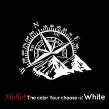 Pegatina de coche de brújula de montaña genial, calcomanías de vinilo para coche, pegatinas de brújula para ventana de auto, decoración de pegatinas de coche - Negro - Ver 8