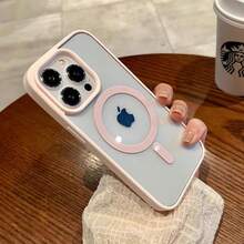 Compatible With MagSafe Transparent Magnetic Phone Case TPU Soft Silicone,Fully Protected And Fall Proof For IPhone 17 16 15 14 13 12 11 X Pro Max Plus - Pink - View 2