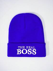 1顶绣有“The Real Boss”字样的针织帽，弹力针织帽，时尚街头嘻哈保暖滑雪帽，男女通用，适合秋冬季佩戴 - 針織帽 - 查看 22