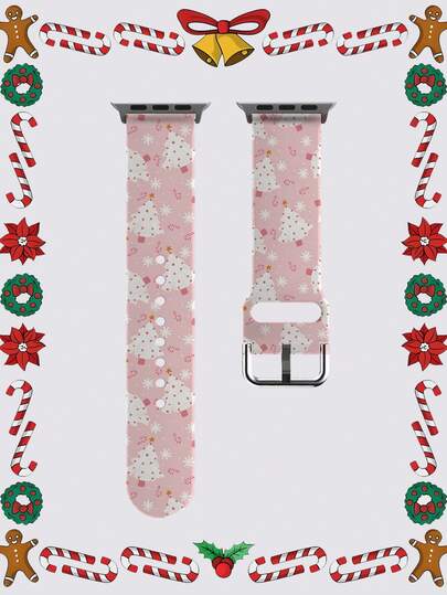 1pc Christmas Gingerbread Man Pattern TPU Watch Band Compatible With 38/40/41/42/44/45/49mm Ultra/SE/9/10/8/7/6/5/4/3/2/1