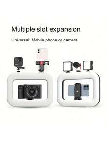 Luce ad anello LED portatile per smartphone - Luce circolare portatile di riempimento con morsetto regolabile, regolazione della temperatura di colore fino a 8500 K, espansione multiinterfaccia, ideale per selfie, live streaming e registrazione video, Luce ad anello per telefono adatta per selfie e live streaming, Luce portatile per selfie