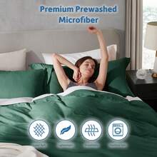 Soft Prewashed California King Duvet Cover Set, 3 Piece, Zipper Closure, 104x98 Inches Duvet Cover And 2 Pillow Shams - No Comforter,  In 2025 - 深綠色(無被子) - 查看 5
