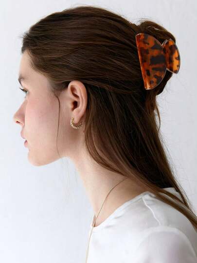 2 pièces/1 pièce Pince à cheveux rétro imprimé léopard, pince à cheveux élégante de couleur écaille de tortue pour queue de cheval, chignon élégant. Accessoires pour cheveux d'hiver