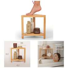 Corner Shower Stool Inside Shower - Waterproof Shower Foot Rest Shaving - Small Shower Stool Shower Inside Shower With Storage Shelf Small Shower Spaces - Bamboo - View 1