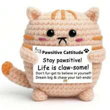 1pc Handmade Crocheted Desktop Decor Figurine, Cute Cat Animal Shape, Birthday Gift For Best Friend, Girlfriend, Sister, Mom, Grandma, Coworker, Family, Positive Vibes, Party, Halloween, Christmas, Appreciation, Plush Doll, Small Gift