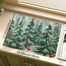 1pc Christmas Theme Trivet Mat, Christmas Pattern Absorbent Drying Mat, Kitchen Decor Coffee Machine Mat, Handmade Coffee Pot Draining Mat, Kitchen Floor Mat, Dining Table Mat, Kitchen Counter Dish Drying Mat, Breakfast Mat, Anti-Slip Heat-Resistant Draining Mat, Diatomite Draining Mat, Hides Stains, Super Absorbent Kitchen Mat, Easy To Clean Dish Rack Mat, Suitable For Kitchen, Dining Table, Cafe, Bar, Holidays, Parties, Home Decor, Holiday Gifts