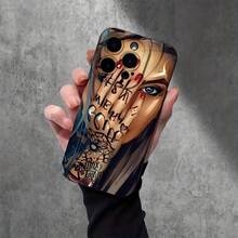 Diseños de tatuajes en la mano que cubren el rostro, patrones creativos de dibujos animados populares, funda de teléfono de TPU mate con ojo de ángel negro, divertida y única, regalo moderno simple y elegante para hombres y mujeres, adecuada para iPhone 16, 15, 14, 13, 12 - Mezcla de colores - Ver 6