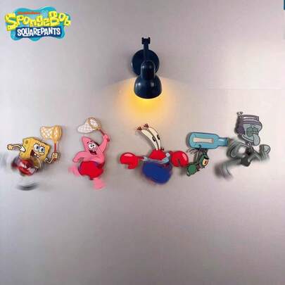 SPONGEBOB 5pcs Cute Cartoon SpongeBob Rotating Refrigerator Magnets, Creative Desktop Decor, Ideal Gift For Friends, Holidays, Christmas