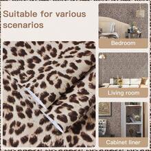1 Roll Leopard Print Self-Adhesive Wallpaper - Waterproof, Removable Vinyl Material, Easy To Create Home Decor And Artistic Wall Transformation, Size: 15.7 In X 39.3 In / 118.1 In / 196.8 In / 393.7 In - Brown - View 8