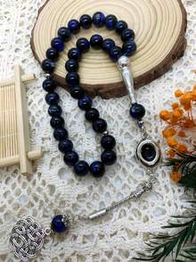 33pcs Muslim Prayer Beads Glass Floral Single Tassel Rosary, Daily Prayer Tasbeeh Bracelet/Necklace - 33 Glass Colors - View 4