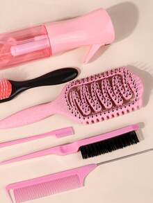 6pcs Styling Comb Set, New Upgrade Curl Defining Brush, 9-Row Cushion Nylon Styling Brushes, Mist Spray Bottle For Hair Bottle 200ml, Teasing Hair Brush, Rat Tail Comb, Edge Brush, Hairdressing Tools, Hairdressing Products And Accessories, From Ponytails To Braids And Sleek Edges, This Set Is Perfect For Managing Fine, Soft Hair, While Offering Precision For Styling And Parting - Multicolor - View 5