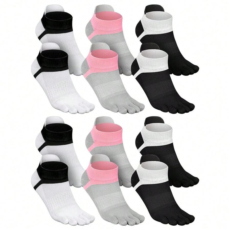 6 Pairs Women Men Ankle Toe Socks Cotton Warm Crew Toe Separator Socks For Athletic Running{"Color_name":"AssortedColors","Size_name":"5-9","Style":"Five-Toe"} - Nhiều màu4 - Xem 1