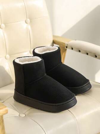 1 Pair Couple's Thermal Lined Warm Snow Boots, Comfortable Anti-Cold Short Boots For Autumn/Winter