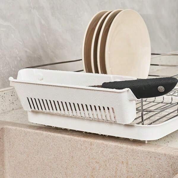 Wall-Mounted Drain Rack For Home Use: Sinkside Storage For Knives, Forks & Chopsticks, Drill-Free Tableware Organizer
