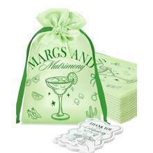 DMargs And Matrimony Bachelorette Favor Bags 12PCS Margarita Party Gift Bags With Satin Drawstrings For Hangover Recovery Kits And Wedding Plies - màu xanh lá - Xem 1