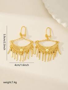 2pcs Fashionable Versatile Bohemian Multi-Layer Tassel Dangle Gold-Color Earrings, Stylish Palace Style, Gold Substitute, 24K Gold-Color, Gift For Best Friend, Girlfriend, Wife, Holiday, Birthday, Suitable For Women And Girls Everyday And Festival Wear