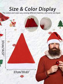 1顶/5顶/10顶装 - 圣诞老人帽，红色圣诞老人帽，男女通用舒适节日圣诞老人帽，适用于圣诞派对和新年派对庆祝活动，圣诞装饰，冬季房间装饰，圣诞家居装饰，圣诞礼物，圣诞装饰品 - 紅色 - 查看 7
