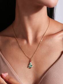 4pcs Minimalist Fashion Santa Claus, Christmas Tree Necklace Set, Suitable For Women's Daily Wear, Reindeer Wreath Choker Necklace