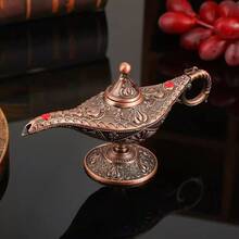 复古魔法灯服饰配饰礼品，经典阿拉伯道具花盆装饰（金色），奢华金色图案搜索横幅魔法灯，宫廷宴会装饰摆件魔法灯，手工魔法灯装饰礼品，生日毕业礼物 - 金色 - 查看 17