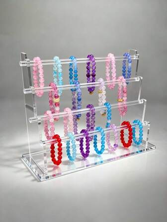 Multi-Layer Acrylic Jewelry Display Stand, Suitable For Storing Bracelets, Ankle Chains, Necklace Pendants, Especially Ideal For Organizing Hairpins, Hair Ties, And Hair Accessories. High-Capacity, Multifunctional Desktop Cabinet/Window Display Shelf.