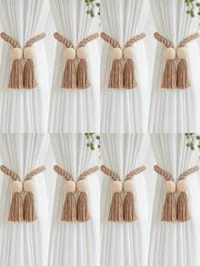 1/2/4/8 szt. Magnetyczne uchwyty do zasłon okiennych, proste drewniane klamry z frędzlami, odpowiednie do sypialni, salonu, kuchni i dekoracji domu