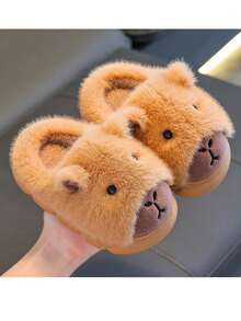 Cute Cartoon-Themed Indoor Soft-Soled Slippers For Women, Capybara Pattern, Winter Style.