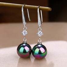 1 Pair Of Imitation Pearl Earrings For Women, New  Fashionable Versatile Earrings, Face Slimming Gold Earrings, Ear Hooks - 銀色+白色 - 查看 11