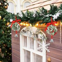 1 件圣诞槲寄生挂球节日人造槲寄生球圣诞节接吻球装饰带铃铛适用于家庭圣诞派对装饰