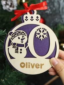 Personalisierte doppelschichtige Holz-Weihnachtsornamente, individuelle Namens-Weihnachtsbaumdekorationen, runde Schneemann-Schneeflocken-Weihnachtsdekorationen, individuell beschriftbare Weihnachtsgeschenke, Weihnachtsparty-Dekorationen, personalisiert, Weihnachtsdekoration für Zuhause, Weihnachten, Taschenanhänger, Mama, Papa, Familie, Freund, einzigartiges Geschenk
