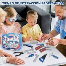 Juego de 28 Piezas de Herramientas de Juguete para Niños, Caja de Herramienta de Juguete Gafas, Juguete Educativo y de Simulación para Niños 3+ Años, Reparación para Niño, Regalo Navidad(Verde) - Caqui - Ver 5