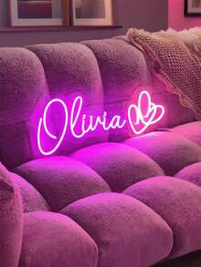 1pc Customized Neon Light Decor Lamp, Personalized With Name Or Phrase, USB Powered, Dimmable - INS Style Wall Decor Light, Minimalist & Fashionable - Romantic Lighting, Suitable For Halloween, Thanksgiving, Christmas, Bedroom, Women, Girls, Wedding, Birthday And More - Hot Pink - View 4