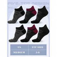 6 Pairs Women Men Ankle Toe Socks Cotton Warm Crew Toe Separator Socks For Athletic Running{"Color_name":"DarkColor","Size_name":"5-9","Style":"Five-Toe"} - 多色8 - 查看 4