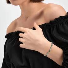 Crysdue Wedding Bridal Link Bracelet Brides Bridesmaids, Marquise Cubic Zirconia Tennis Bracelets Women Prom Jewelry - 02_綠色,銀色 7.5-9.1英寸 - 查看 4