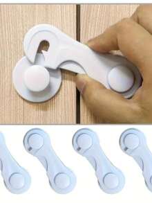 6 件儿童安全锁 - 塑料橱柜和房间门锁，冰箱抽屉防刮手拉开启保护，白色家用门锁，安全锁机制，坚固的结构，一个用于冰箱、橱柜、窗户、衣柜的安全锁 - 塑料材质，非电动，需要电池，家庭保护安全锁（颜色款式随机） - 彩色 - 查看 12