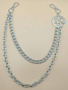 1 pieza Cadena de cintura con estilo de pentágono de moda, cadena de cintura multicapa de estilo retro punk, accesorio de cadena para pantalones de estilo hip-hop