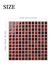 WoStick 10 Inch X 10 Inch Red Waterproof Textured Vinyl DIY Wallpaper, Self-Adhesive Backsplash Tile, Peel And Stick Mosaic Tile, For Home Decor - Burgundy - View 5