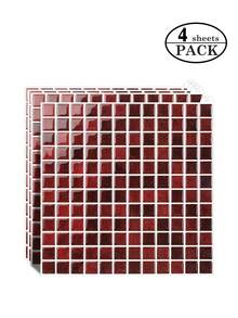 WoStick 10 Inch X 10 Inch Red Waterproof Textured Vinyl DIY Wallpaper, Self-Adhesive Backsplash Tile, Peel And Stick Mosaic Tile, For Home Decor - Burgundy - View 13